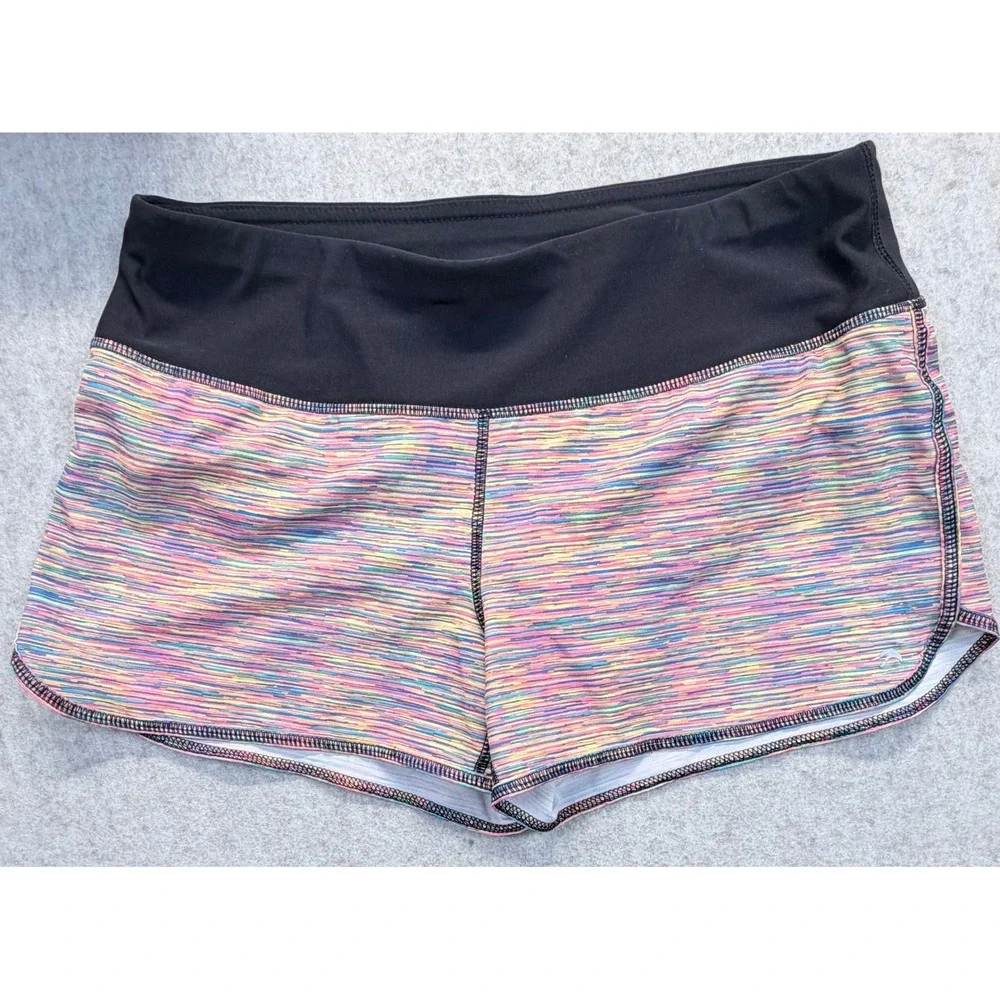 Ideology Running Shorts Women S Multicolor Space Dye Back Zip Pocket Stretch